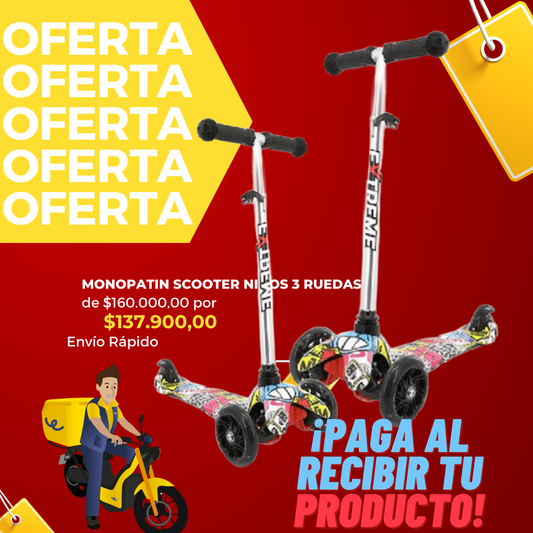 MONOPATÍN SCOOTER NIÑOS 3 RUEDAS LUCES